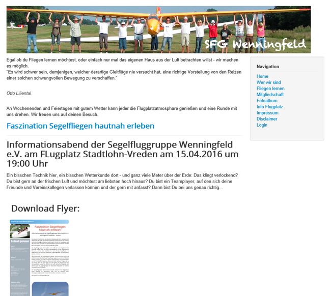 Segelfluggruppe Wenningfeld Website